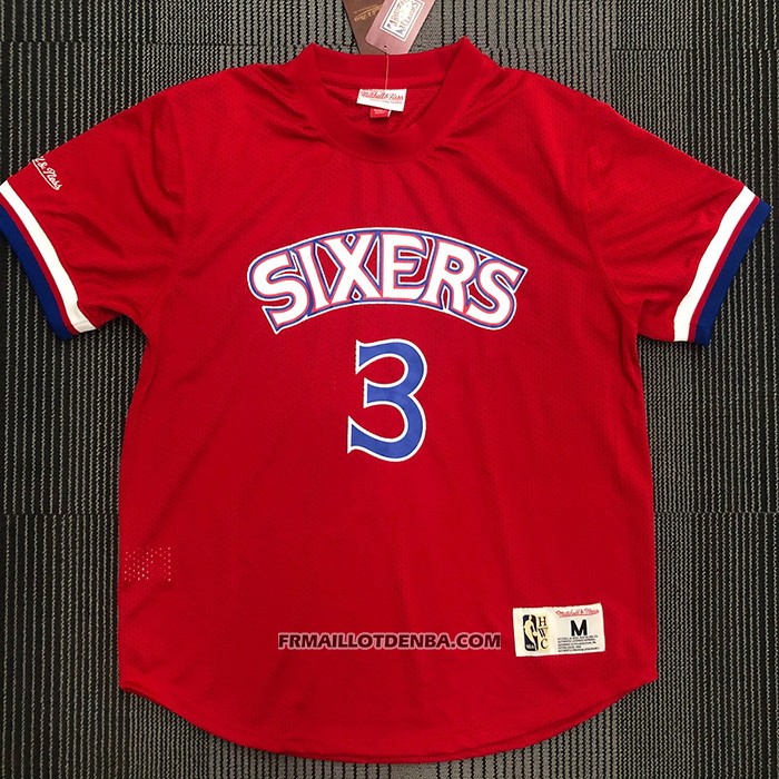 Maillot Manche Courte Philadelphia 76ers Allen Iverson NO 3 Rouge